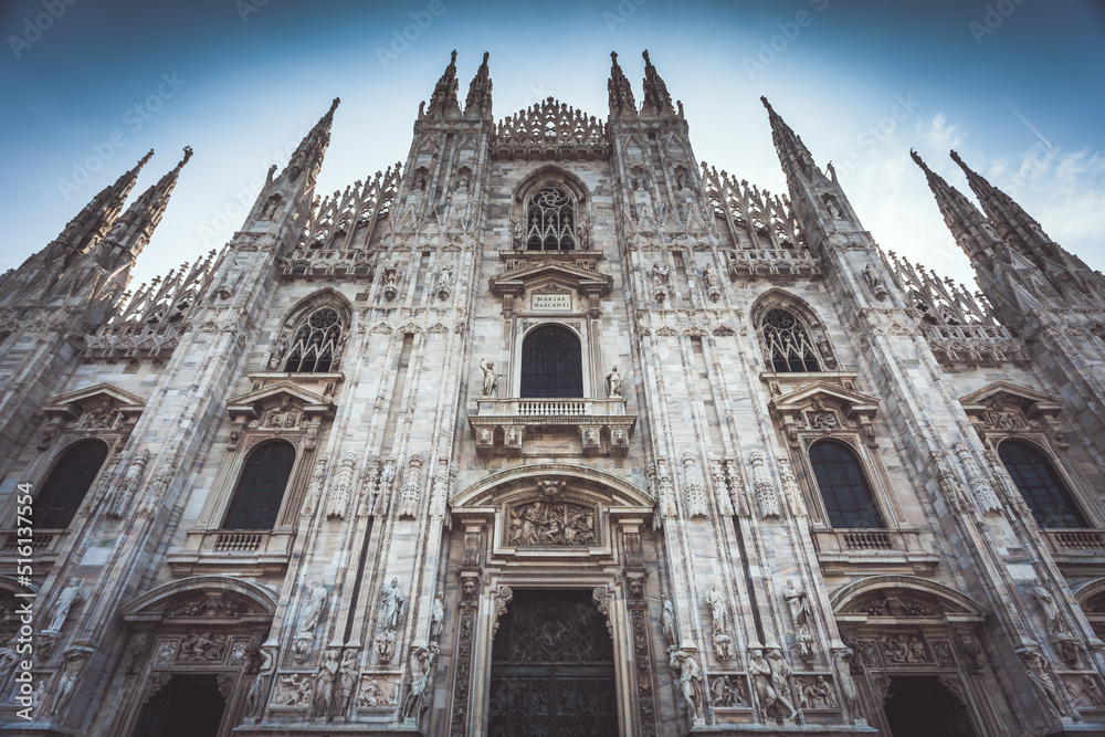 Details of facade of gothic cathedral Duomo of Milano
