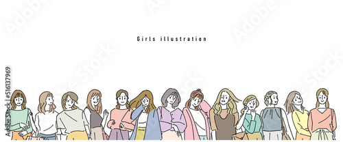 人物 女性 おしゃれイラスト素材	