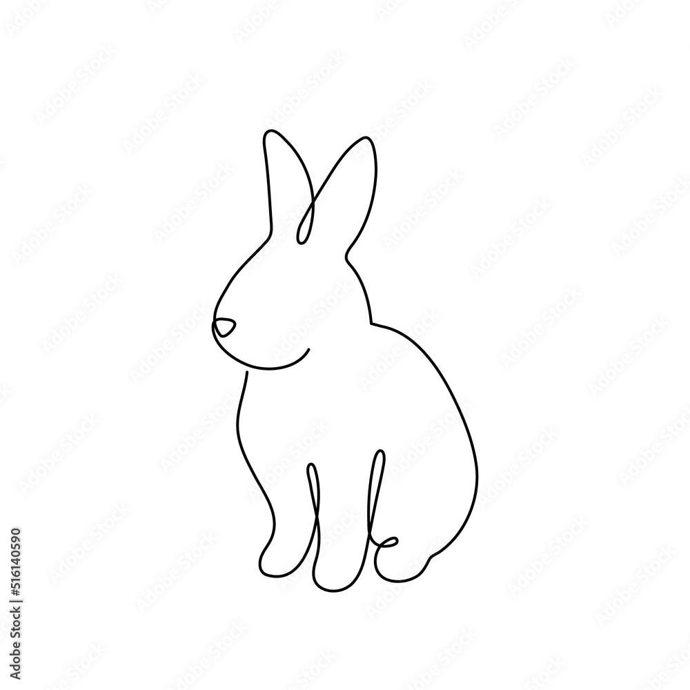 Rabbit one line art, hand drawn bunny continuous contour. Animal, symbol of 2023 by Chinese horoscope. Simple minimalist design. Editable stroke. Isolated. Vector illustration Rabbit one line art, hand drawn bunny continuous contour. Animal, symbol of 2023 by Chinese horoscope. Simple minimalist design. Editable stroke. Isolated. Vector illustration
