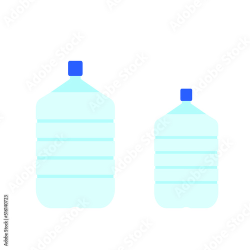 Mineral Water Bottle Logo In White Isolated Background. illustration gallon bottle flat design on white background gallon icon.Water delivery service. gallons of drinking water. vector illustration


