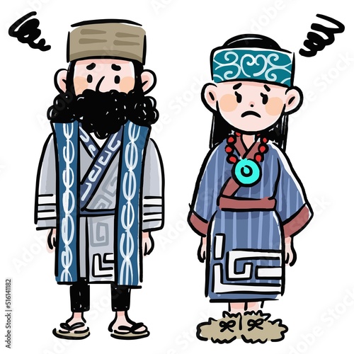 困った顔　アイヌ民族　イラスト