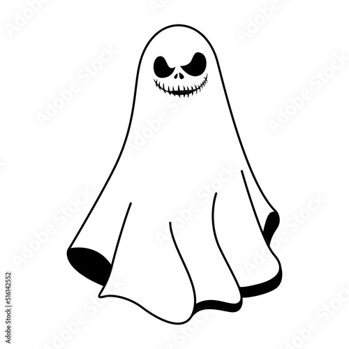 Cute spooky cartoon coloring page illustration vector. For kids coloring book.