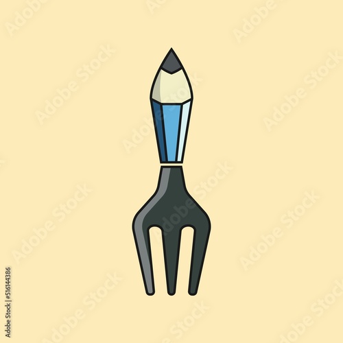 pencil combination fork vector logo icon