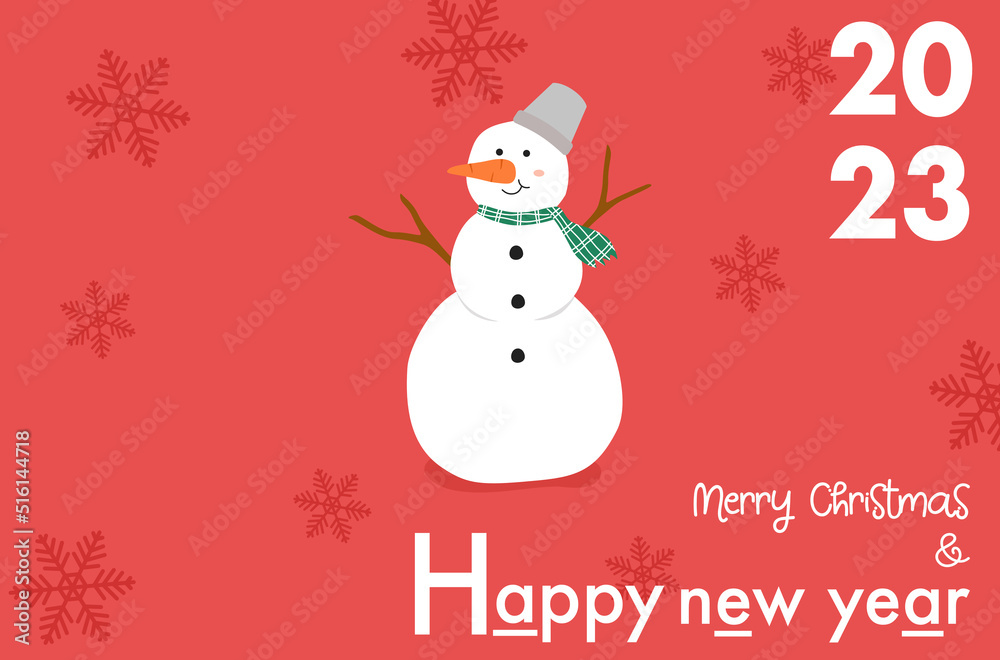 Lovely Snowman character for new year 2023 greeting card, Winter Snowman vector flat design, cute festive season poster design, Merry Christmas and happy new year vector, Snowman and snowflakes vector Lovely Snowman character for new year 2023 greeting card, Winter Snowman vector flat design, cute festive season poster design, Merry Christmas and happy new year vector, Snowman and snowflakes vector