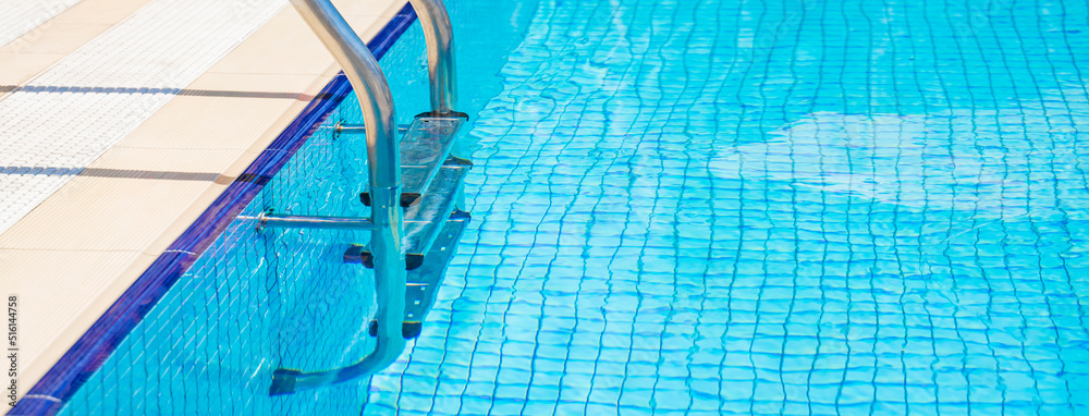 Stair swimming pool with turquoise water in beautiful luxury hotel pool resort. Stair swimming pool with turquoise water in beautiful luxury hotel pool resort.