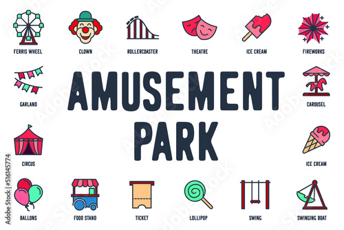 Wallpaper Mural Amusement Park set icon symbol template for graphic and web design collection logo vector illustration Torontodigital.ca