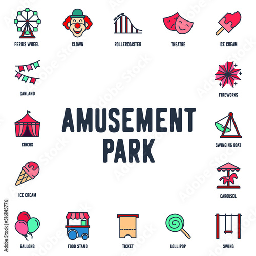 Amusement Park set icon symbol template for graphic and web design collection logo vector illustration