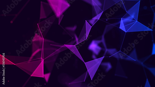 Business futuristic backdrop. Network connection structure cyberspace with moving particles. Abstract cyber security background. 3D rendering.