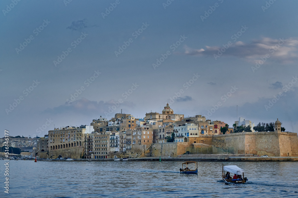 Panoramic view of the Three cities seen from La Valetta in Malta