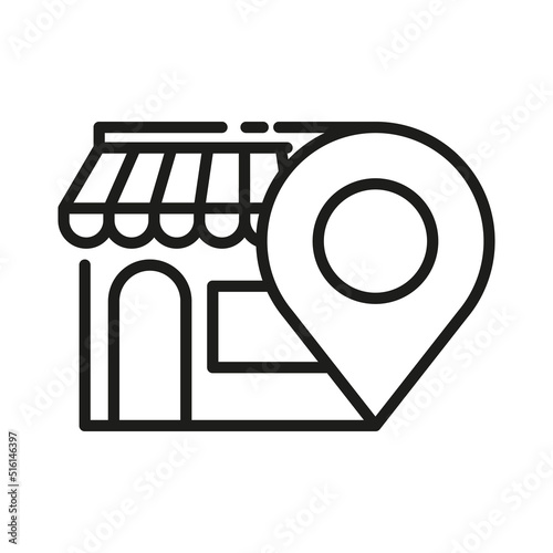 Location pin of the store location. Linear Icon location of the icon image of the best cafes. Mobile application navigating the pins cafes, restaurants, shops