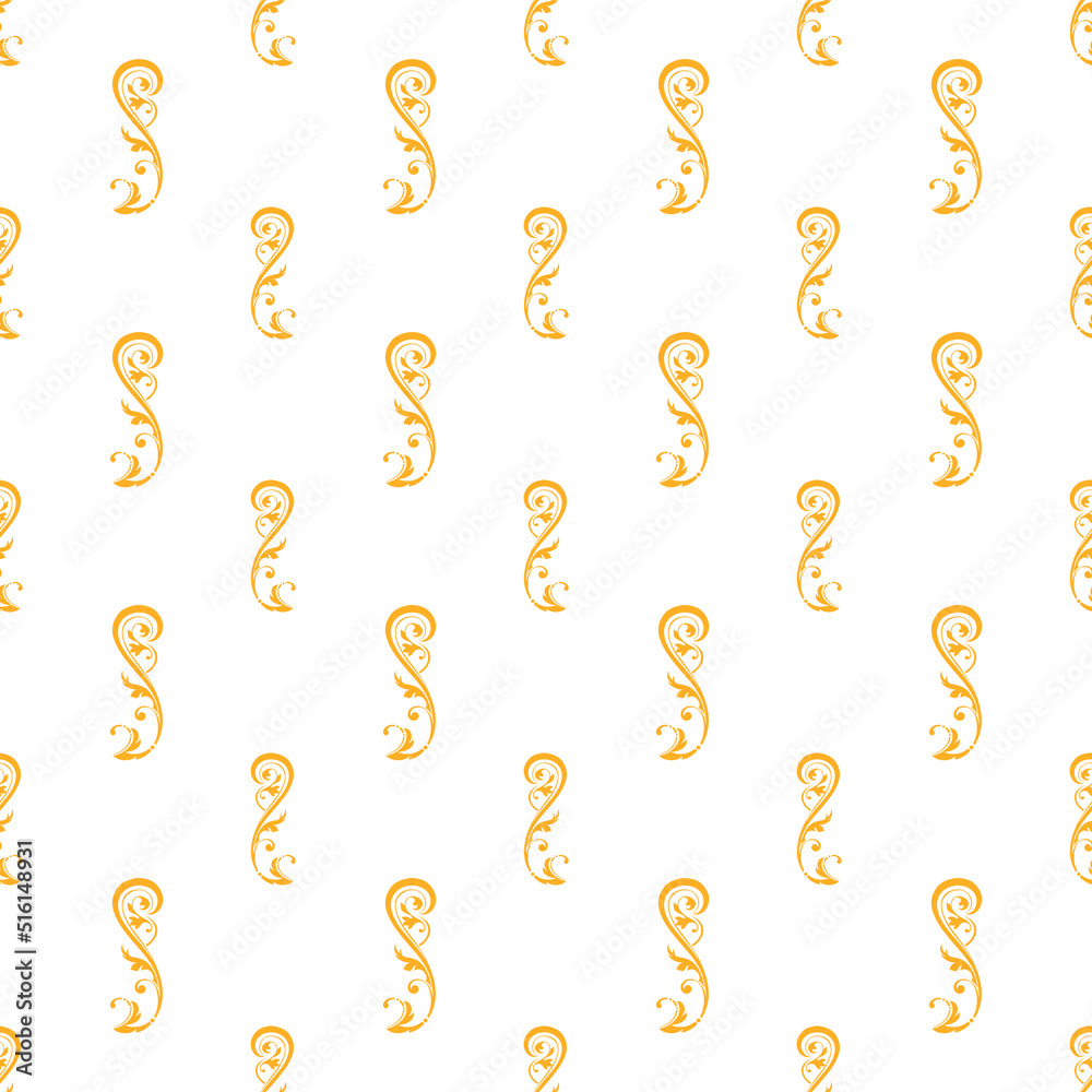 Seamless Golden Floral Texture - White Background Seamless Golden Floral Texture - White Background