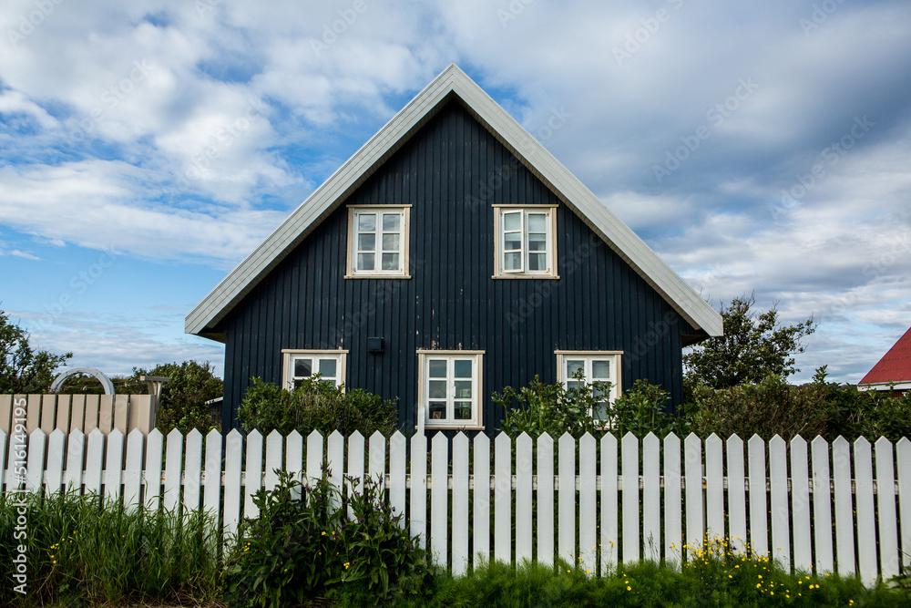 Traditional colorful wooden house from Iceland. Dream house.