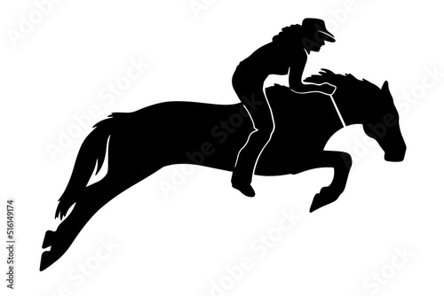 horse rider jumping	