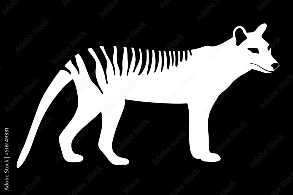 Obraz premium White tasmanian wolf logo on black