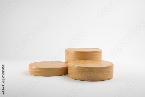 Modern Platform stand podium display on white room background. 
for empty product shelf or exhibition stage backdrop. 3D rendering.