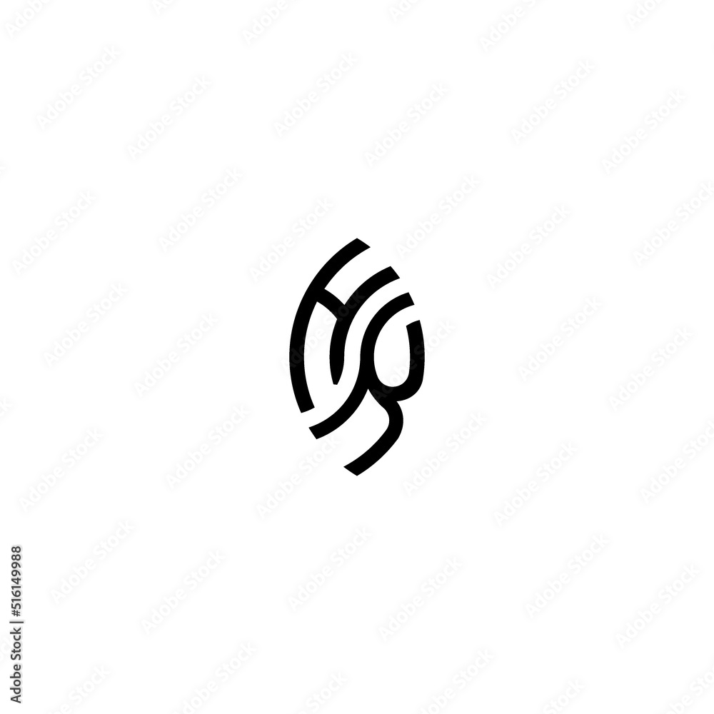 HK leaf shape line initial concept with high quality logo design Stock ...