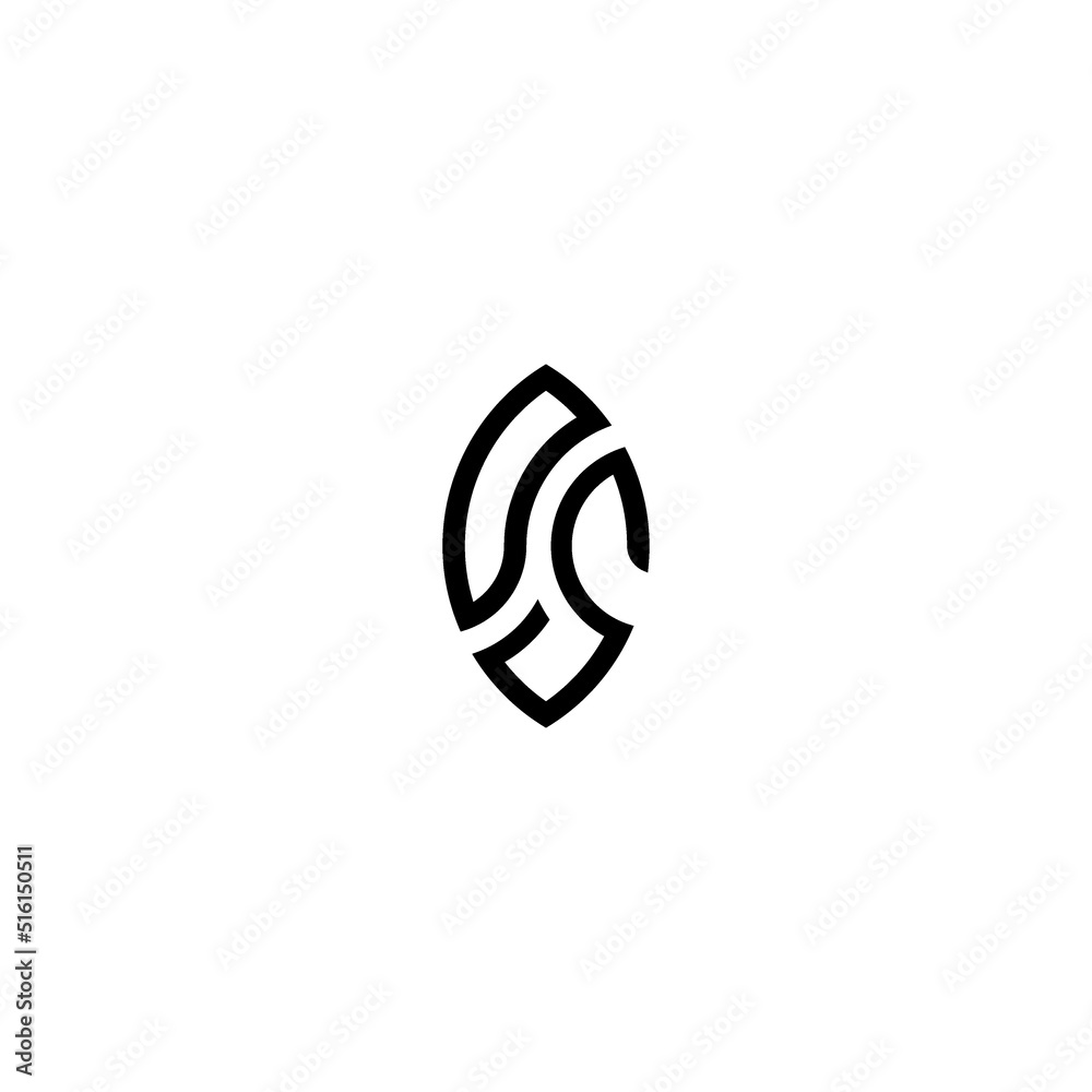 OS leaf shape line initial concept with high quality logo design - obrazy, fototapety, plakaty 