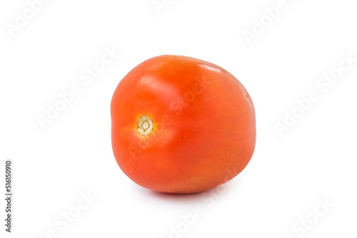 raw tomato isolated white orange colored single raw tomato isolated on white background