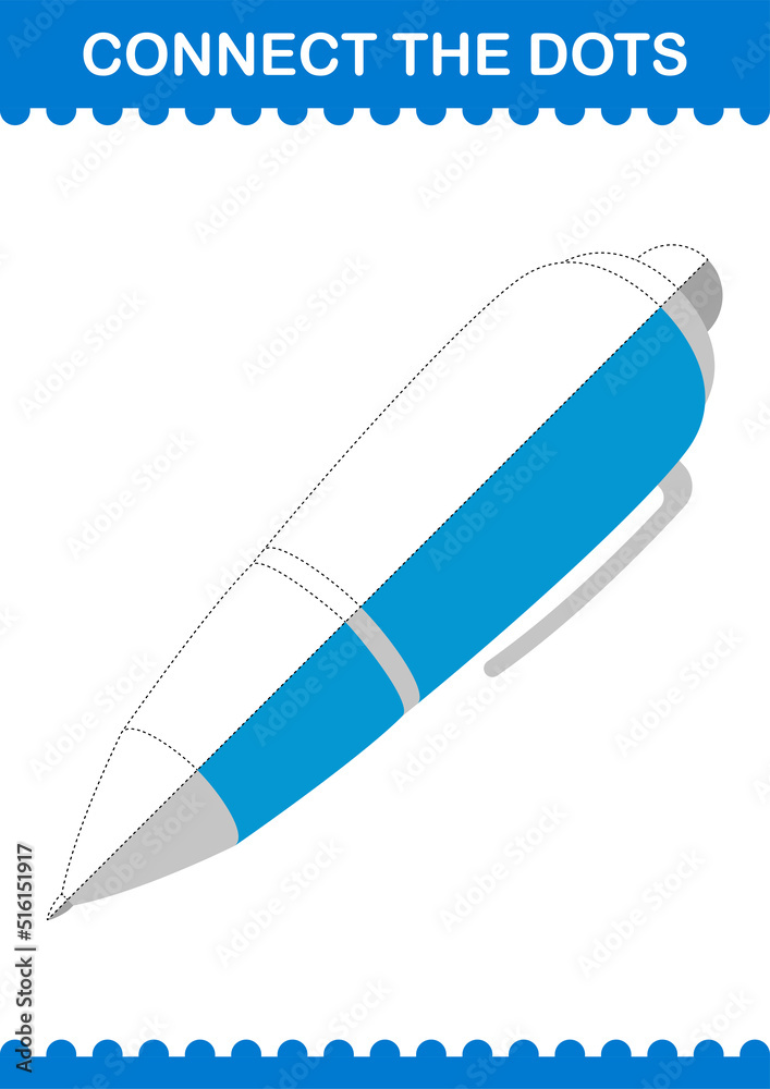 Connect the dots Pen. Worksheet for kids Connect the dots Pen. Worksheet for kids