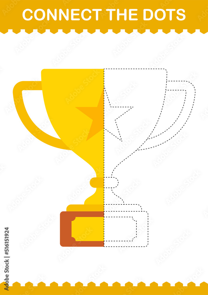 Connect the dots Trophy. Worksheet for kids Connect the dots Trophy. Worksheet for kids