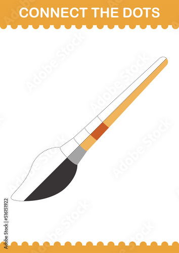 Connect the dots Paintbrush. Worksheet for kids