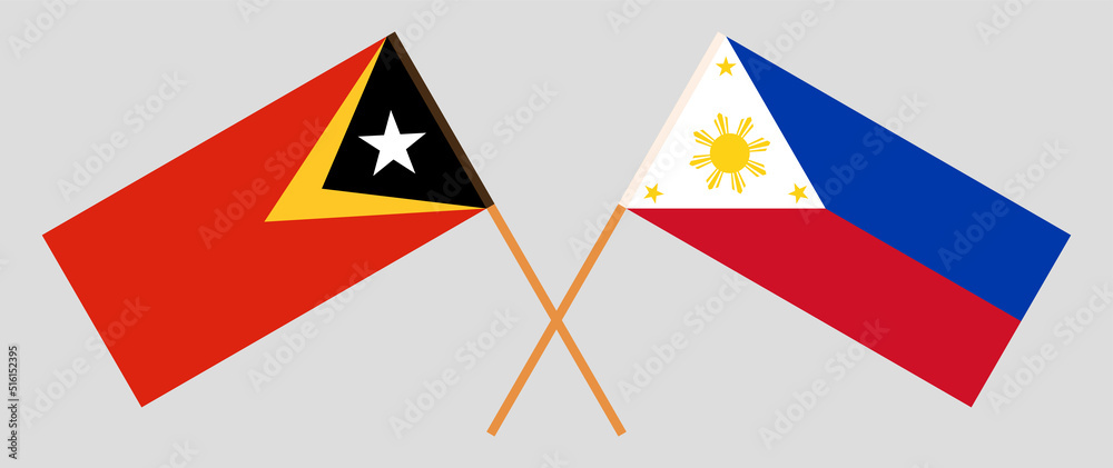 Crossed flags of East Timor and the Philippines. Official colors. Correct proportion Crossed flags of East Timor and the Philippines. Official colors. Correct proportion