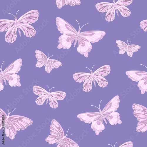 Seamless vector pattern with butterfly. Decoration print for wrapping, wallpaper, fabric, textile.  © Anna Sobol