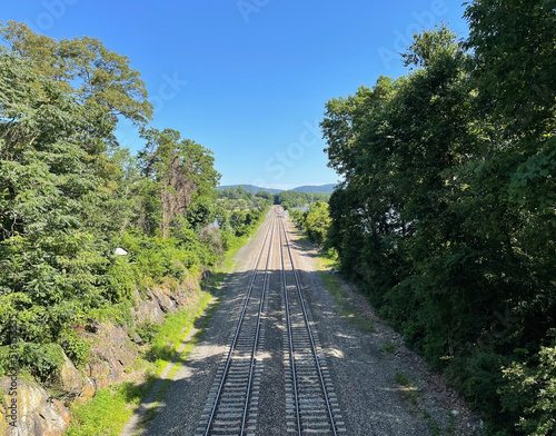 View from above on rail road tracks