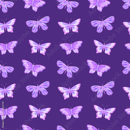 Seamless vector pattern with butterfly. Decoration print for wrapping, wallpaper, fabric, textile. 
