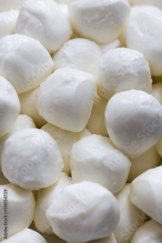 close up of mozzarella balls 