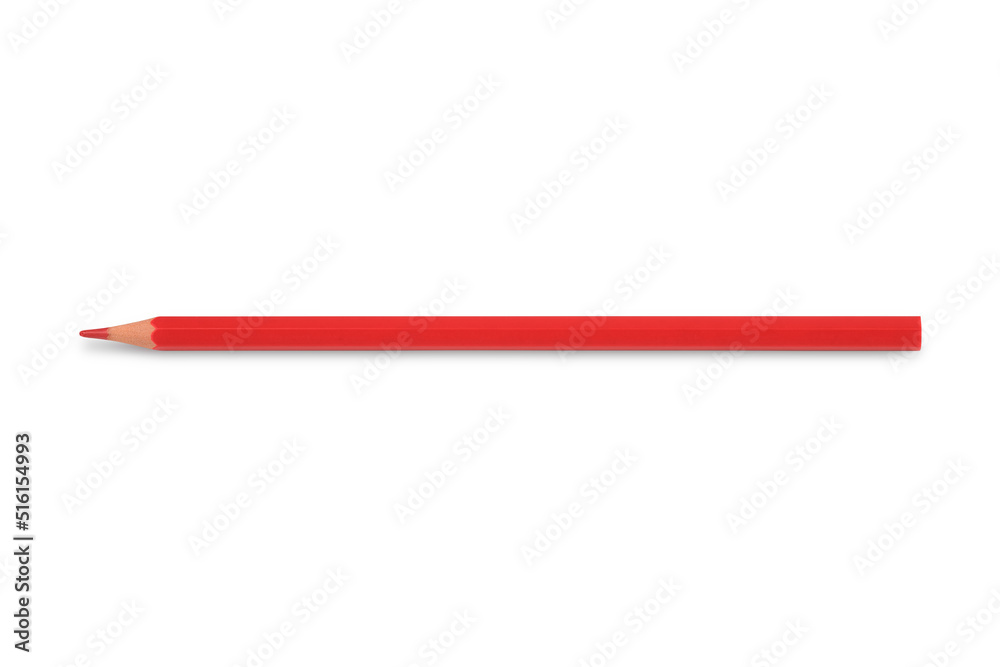red color pencil on white background. Stationery. Writing accessories red color pencil on white background. Stationery. Writing accessories