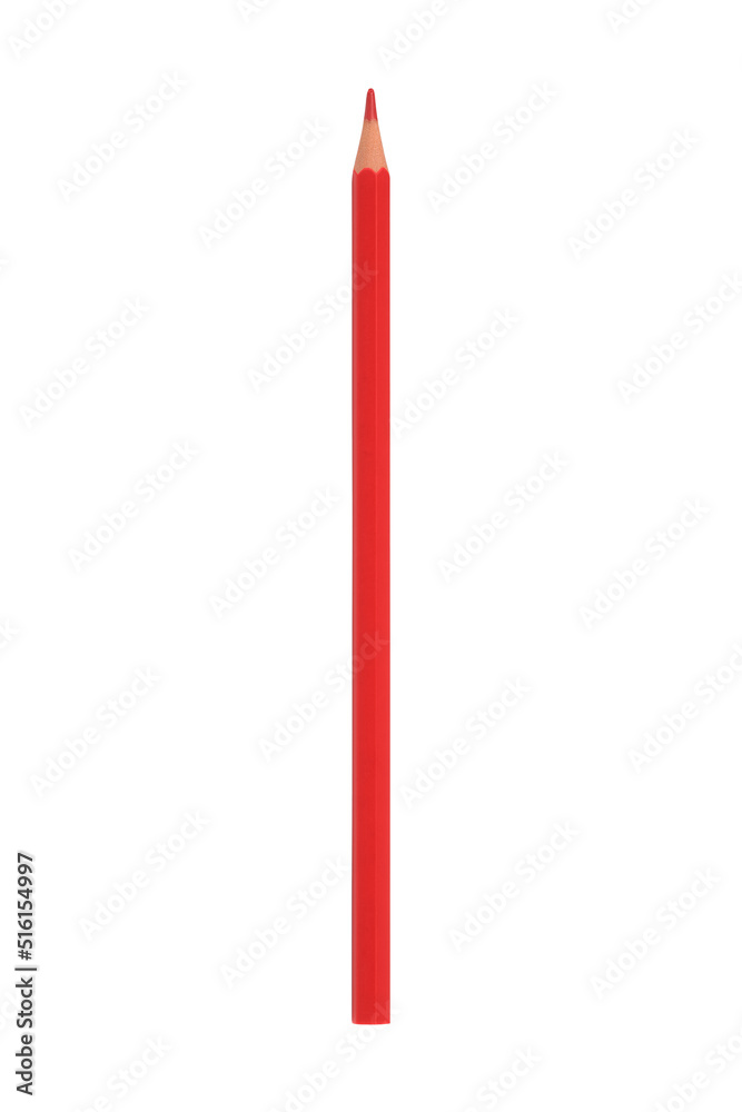 red color pencil on white background. Stationery. Writing accessories red color pencil on white background. Stationery. Writing accessories