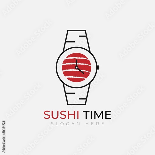 Sushi Time logo template design in Vector illustration