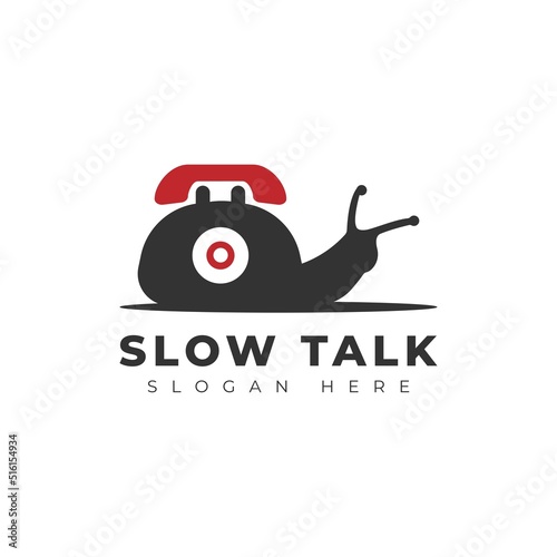 snail phone or slow talk logo vector design
