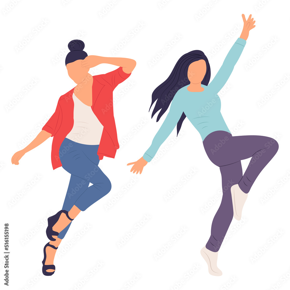 jumping women in flat style, isolated, vector jumping women in flat style, isolated, vector