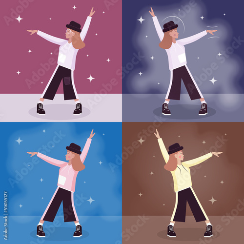 The girl dancing a modern dance. Vector illustration