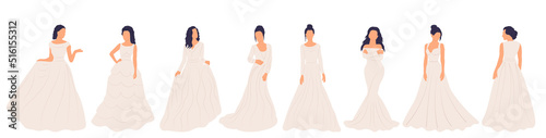 bride woman set in flat style  isolated  vector