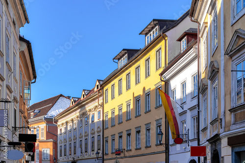 Beatiful facades in the downtown of Klagenfurt, Austria