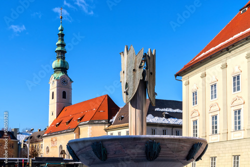 Heiligengeist church and Landhaus Klagenfurt, Austria. Popular tourist destination in Austria. photo