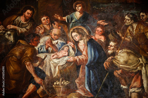 Nativity painting in Iglesia ex-conventual de Ntra. Sra del Carmen photo