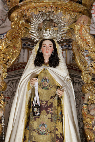 Crowned Virgin statue in Iglesia ex-conventual de Ntra. Sra del Carmen photo