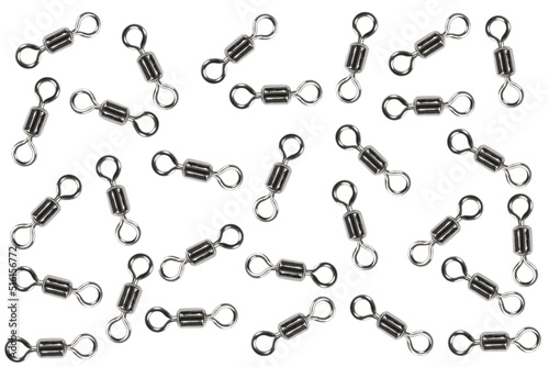 Fishing accessories. Steel swivel Isolated on a white background. Fishing swivels isolated.