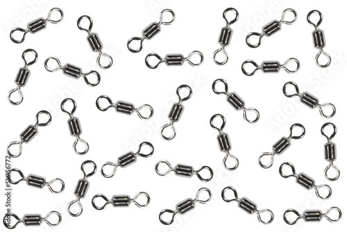 Fishing accessories. Steel swivel Isolated on a white background. Fishing swivels isolated. photo