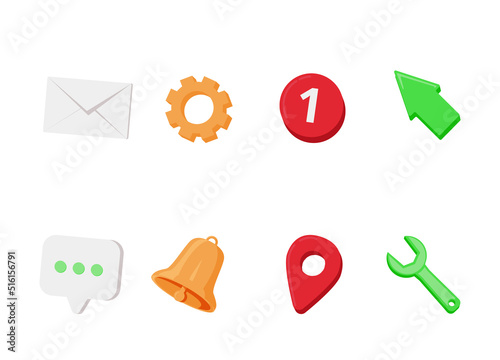 Social media icons, online communication, digital marketing symbols. Like button, speech bubble, notification bell.