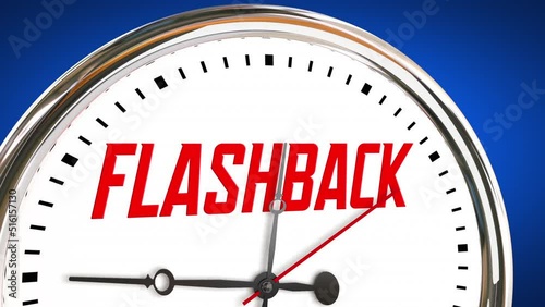 Flashback Clock Looking Backward in Time Rewind 3d Animation photo
