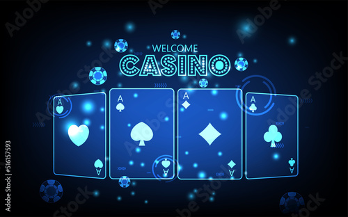 Casino background, Concept casino playing cards, futuristic digital innovation background vector illustration