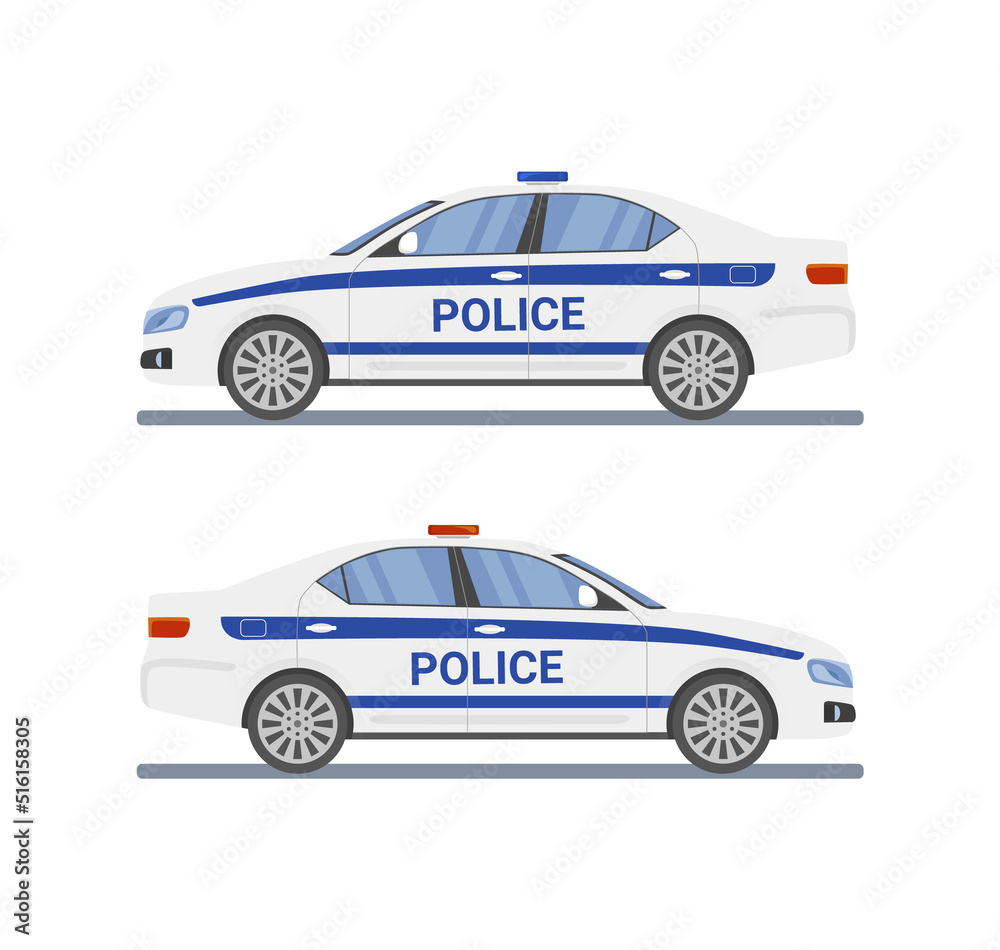 Police car in flat style. Vector illustration.