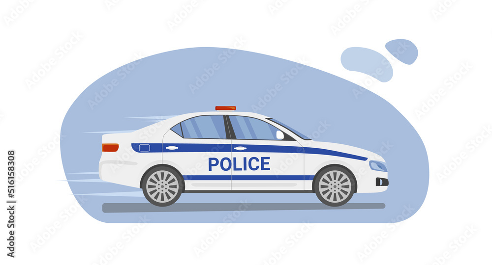 Police car in flat style. Vector illustration. Police car in flat style. Vector illustration.