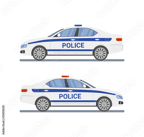 Police car in flat style. Vector illustration.