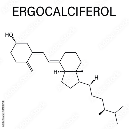 Skeletal formula of Ergocalciferol or  vitamin D2 molecule.